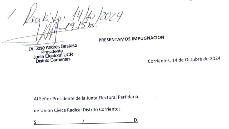 INTERNA RADICAL CORRIENTES: LA IMPUGNACIÓN